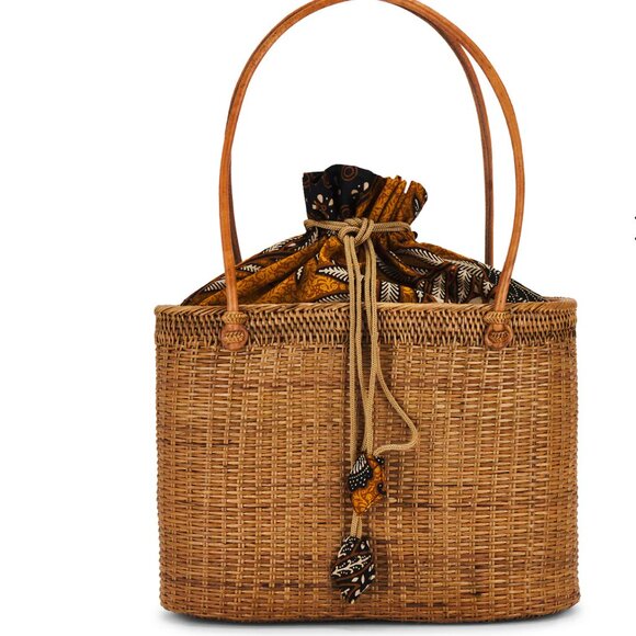 Casa Clara Halima Bag in Rattan Brown Wicker Straw Beach Purse Tote - Picture 1 of 4